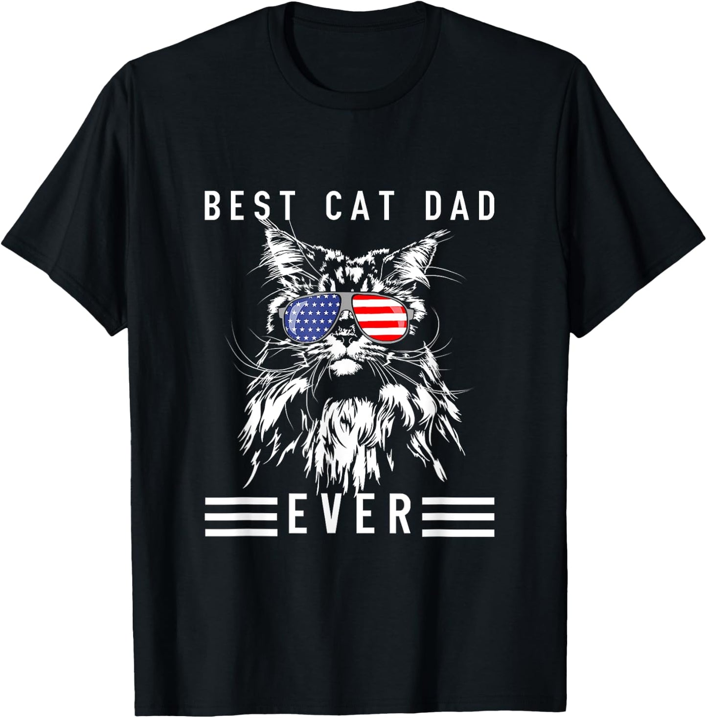 Funny Maine Coon Cat Best Cat Dad Ever Funny Cat Maine Coon T-Shirt - T-Shirt | Black