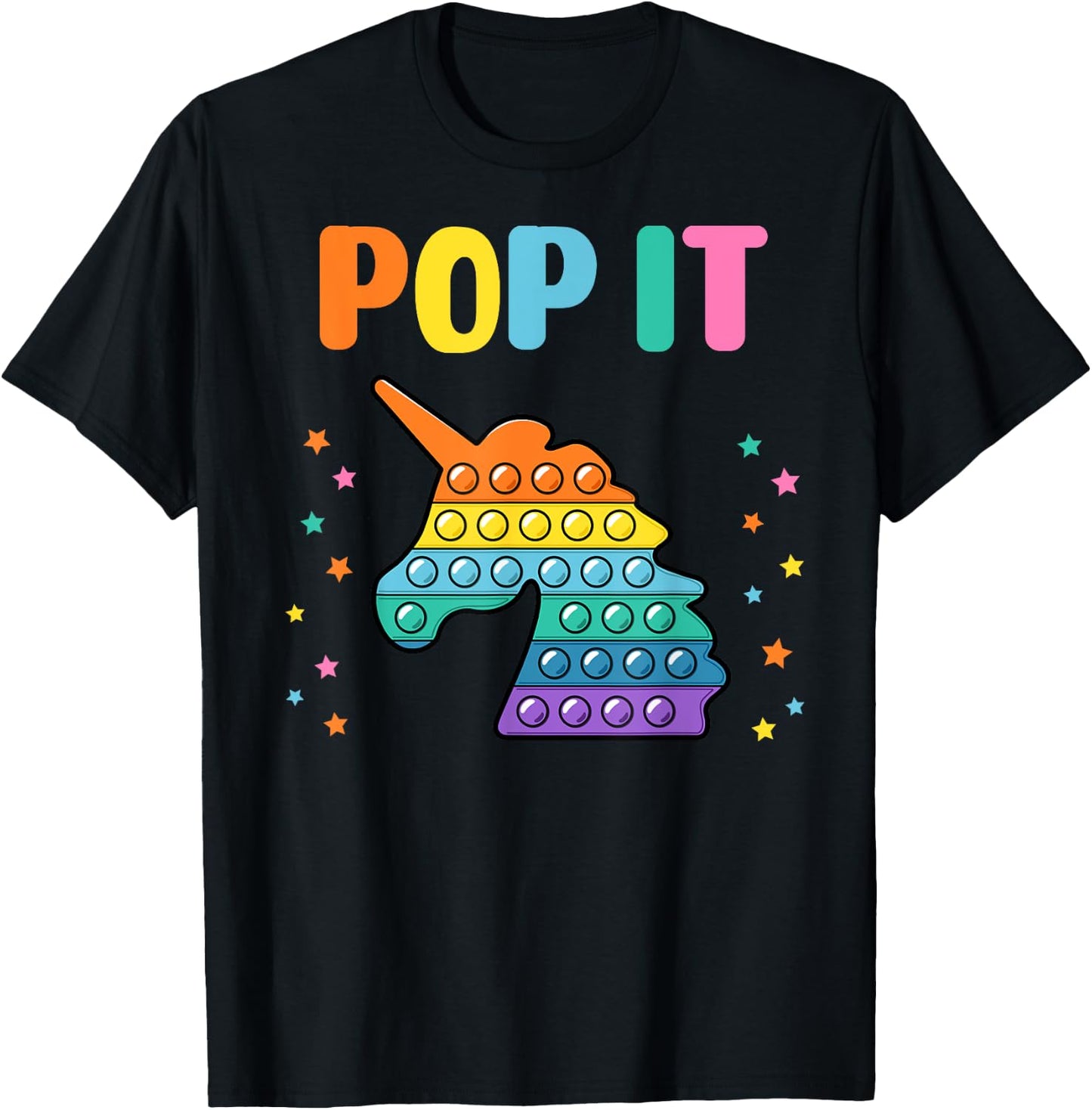 Pop It for toddler kids child - Pop It Unicorn Rainbow T-Shirt - T-Shirt | Black