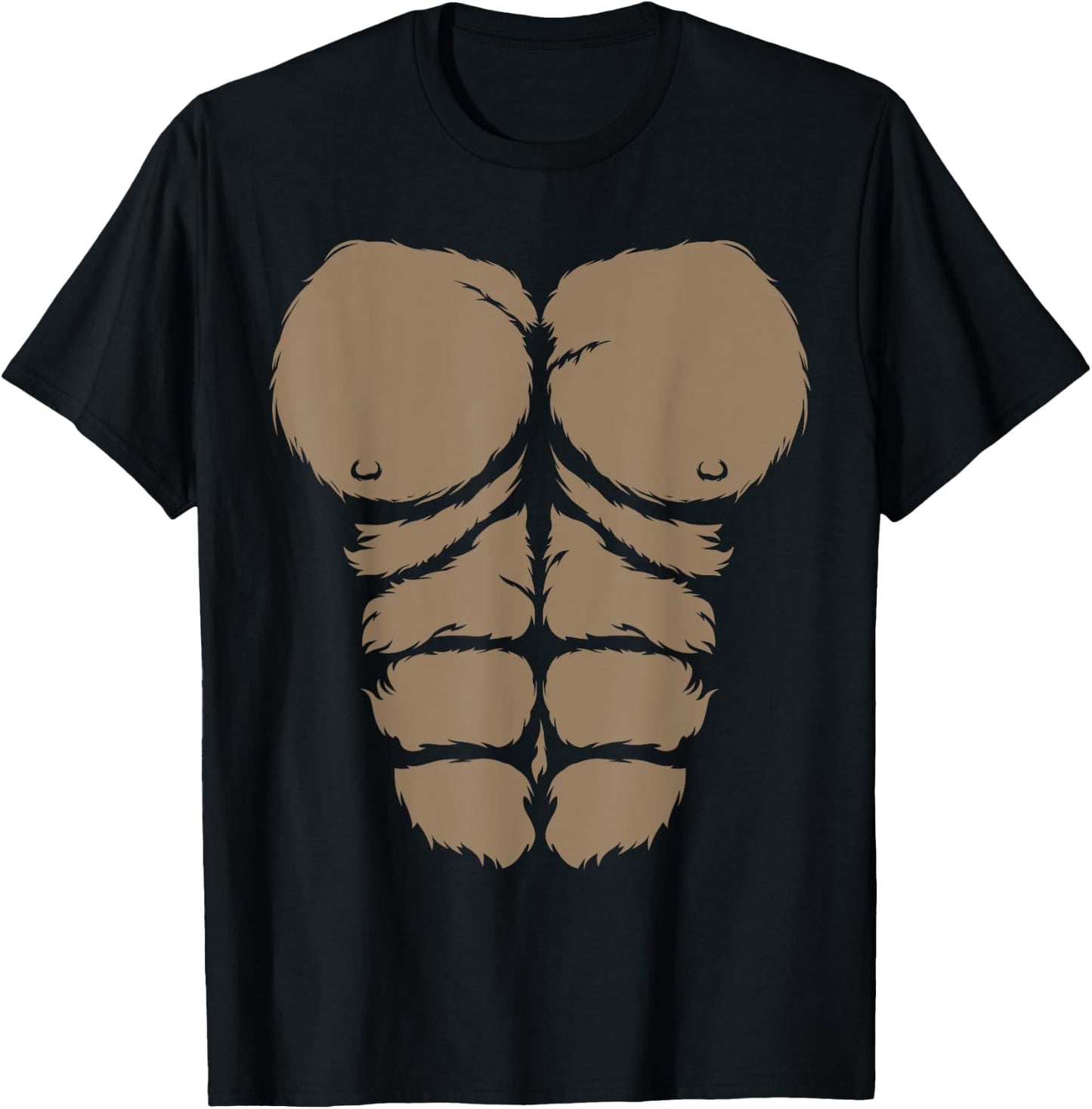 Halloween Gorilla Chest Costume Cute Monkey Muscles Abs T-Shirt - T-Shirt | Black