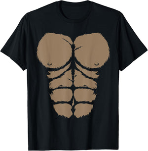 Halloween Gorilla Chest Costume Cute Monkey Muscles Abs T-Shirt - T-Shirt | Black