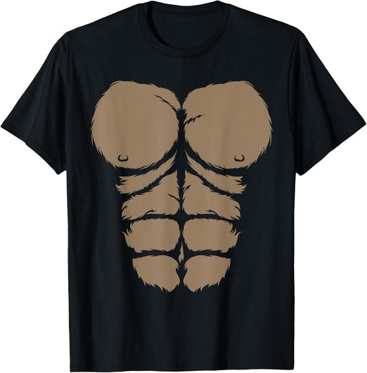 Halloween Gorilla Chest Costume Cute Monkey Muscles Abs T-Shirt - T-Shirt | Black