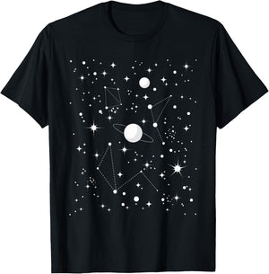 Stargazing - Astronomy Lover Astrological Constellations T-Shirt - T-Shirt | Black
