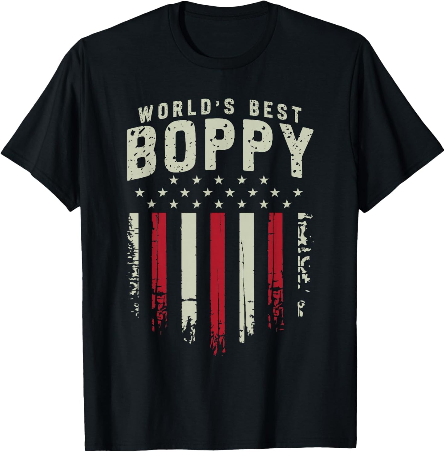 Worlds Best Boppy Ever American Flag Fathers Day Grandpa T-Shirt - T-Shirt | Black