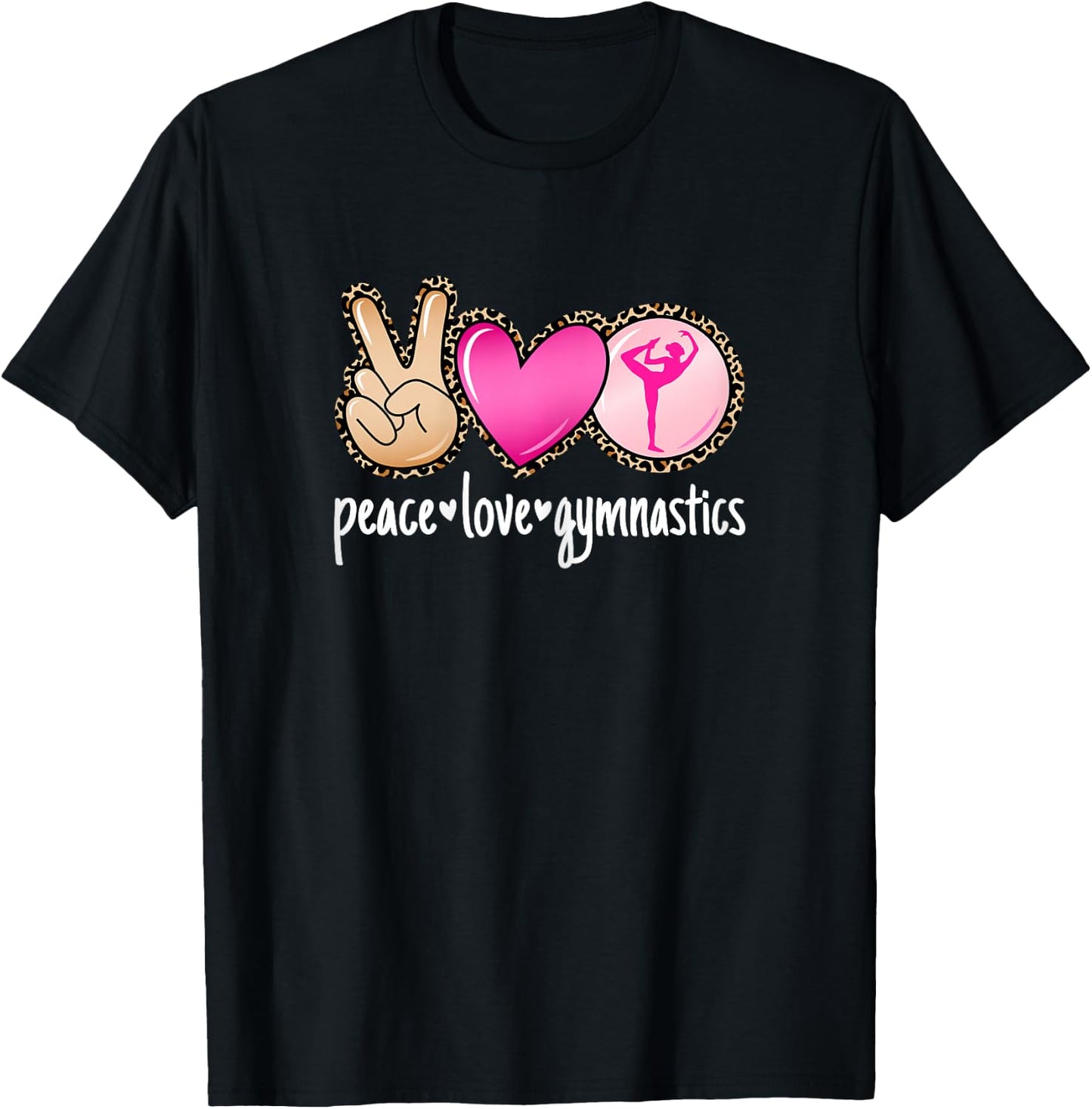 Peace Love Gymnastics Tumbling Cute Women Girls Gymnast T-Shirt - T-Shirt | Black