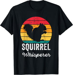 Squirrel Whisperer Vintage Squirrel Lover Men Women Kids Fun T-Shirt - T-Shirt | Black