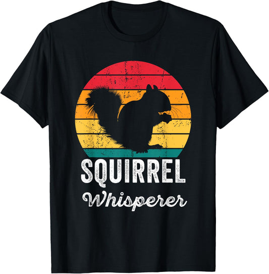 Squirrel Whisperer Vintage Squirrel Lover Men Women Kids Fun T-Shirt - T-Shirt | Black