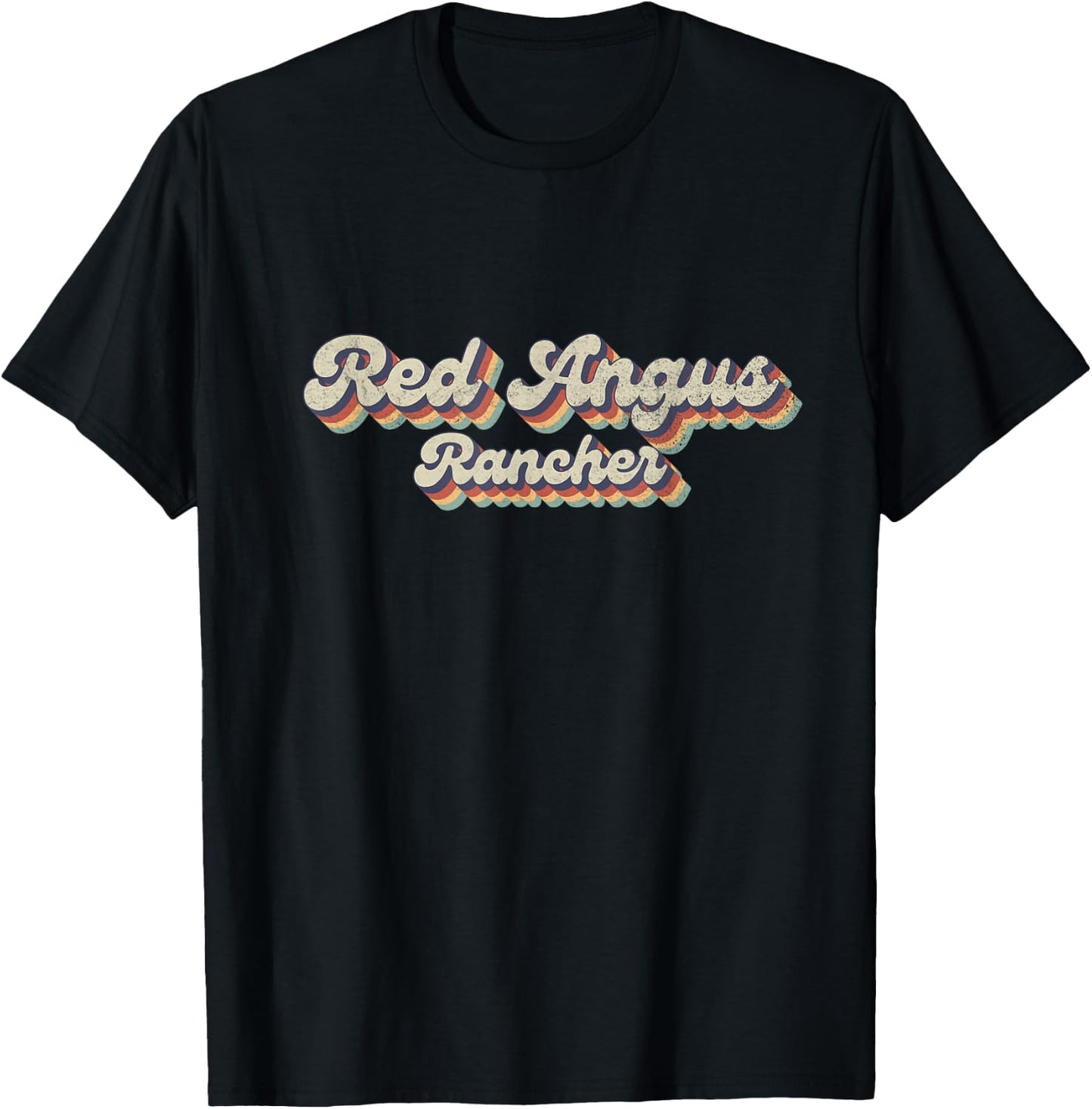 70's Cattle - Vintage Cow Rancher Red Angus T-Shirt - T-Shirt | Black