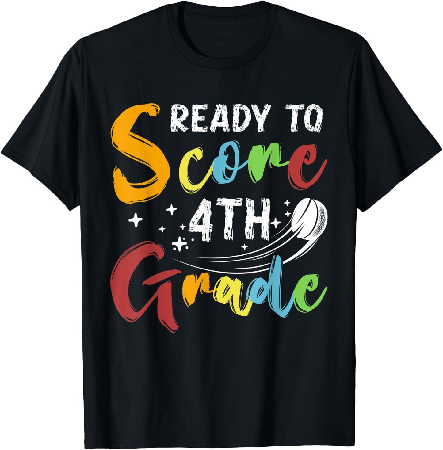 Funny 4th Grade Ready To Score Hockey Puck Back To School T-Shirt - T-Shirt | Black