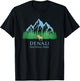 Denali National Park Alaska Mountain Trees Moose Souvenir T-Shirt - T-Shirt | Black