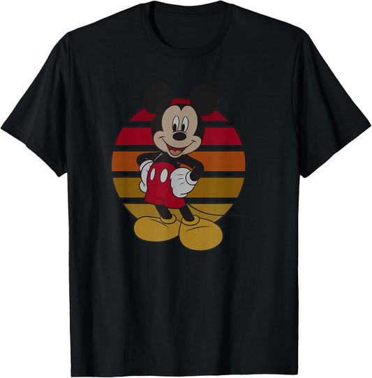 Disney Mickey Classic Mickey Split Sunset Poster T-Shirt - T-Shirt | Black