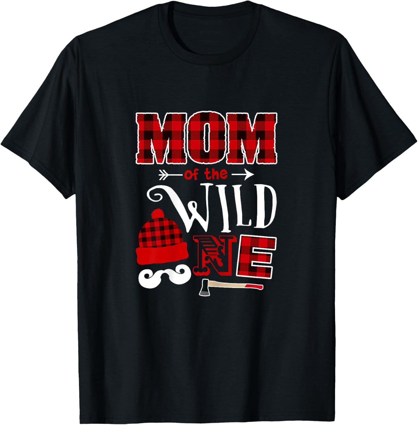 MOM Of the Wild One 1st Birthday Lumberjack T-Shirt - T-Shirt | Black