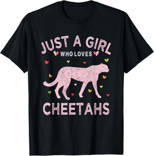 Cheetah Animal Lover Gift Just A Girl Who Loves Cheetahs T-Shirt - T-Shirt | Black