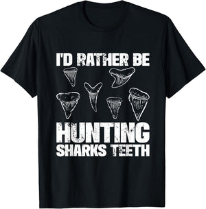 Shark Teeth Hunter Shark Tooth Hunting Fossil Hunter T-Shirt - T-Shirt | Black