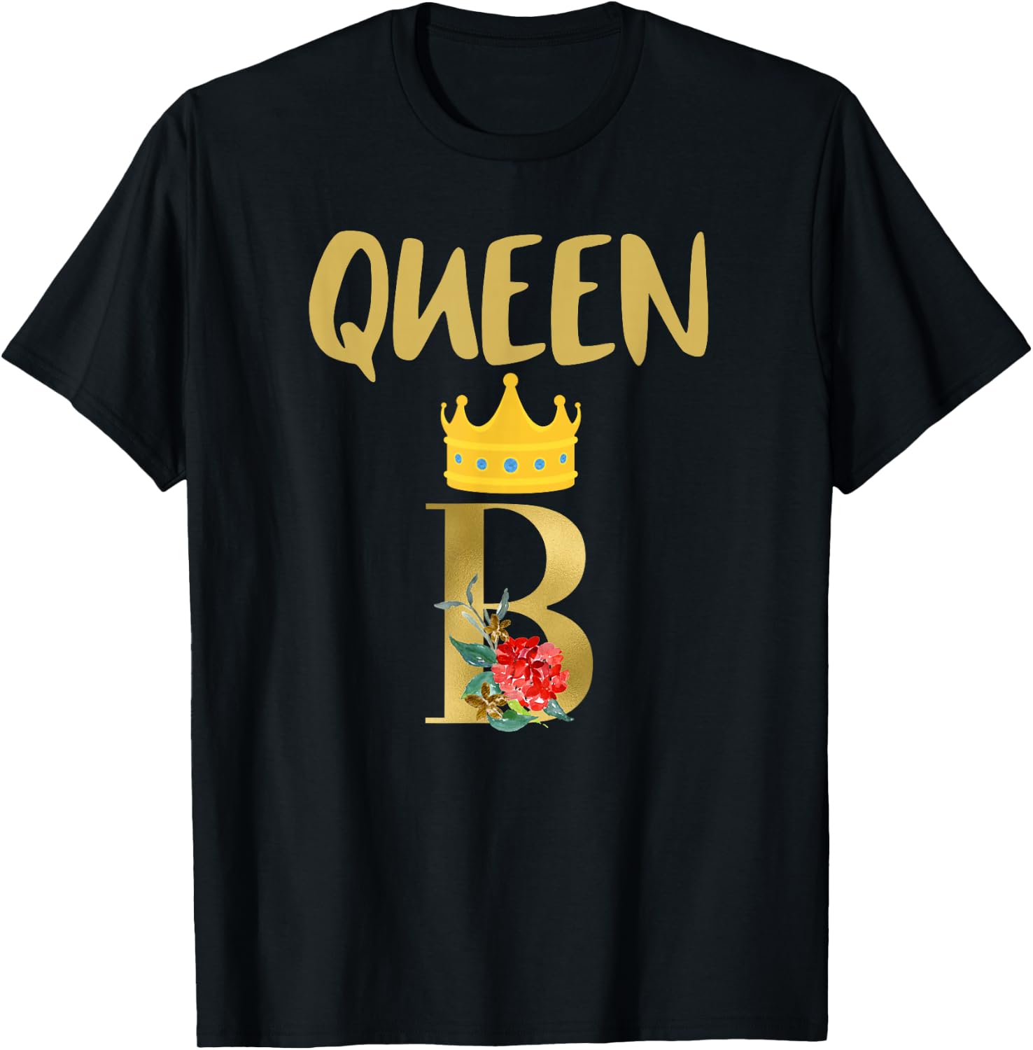 Queen B Diva, floral, crown T-Shirt - T-Shirt | Black