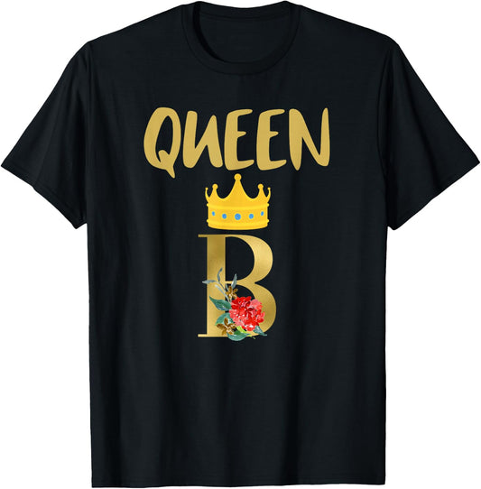 Queen B Diva, floral, crown T-Shirt - T-Shirt | Black