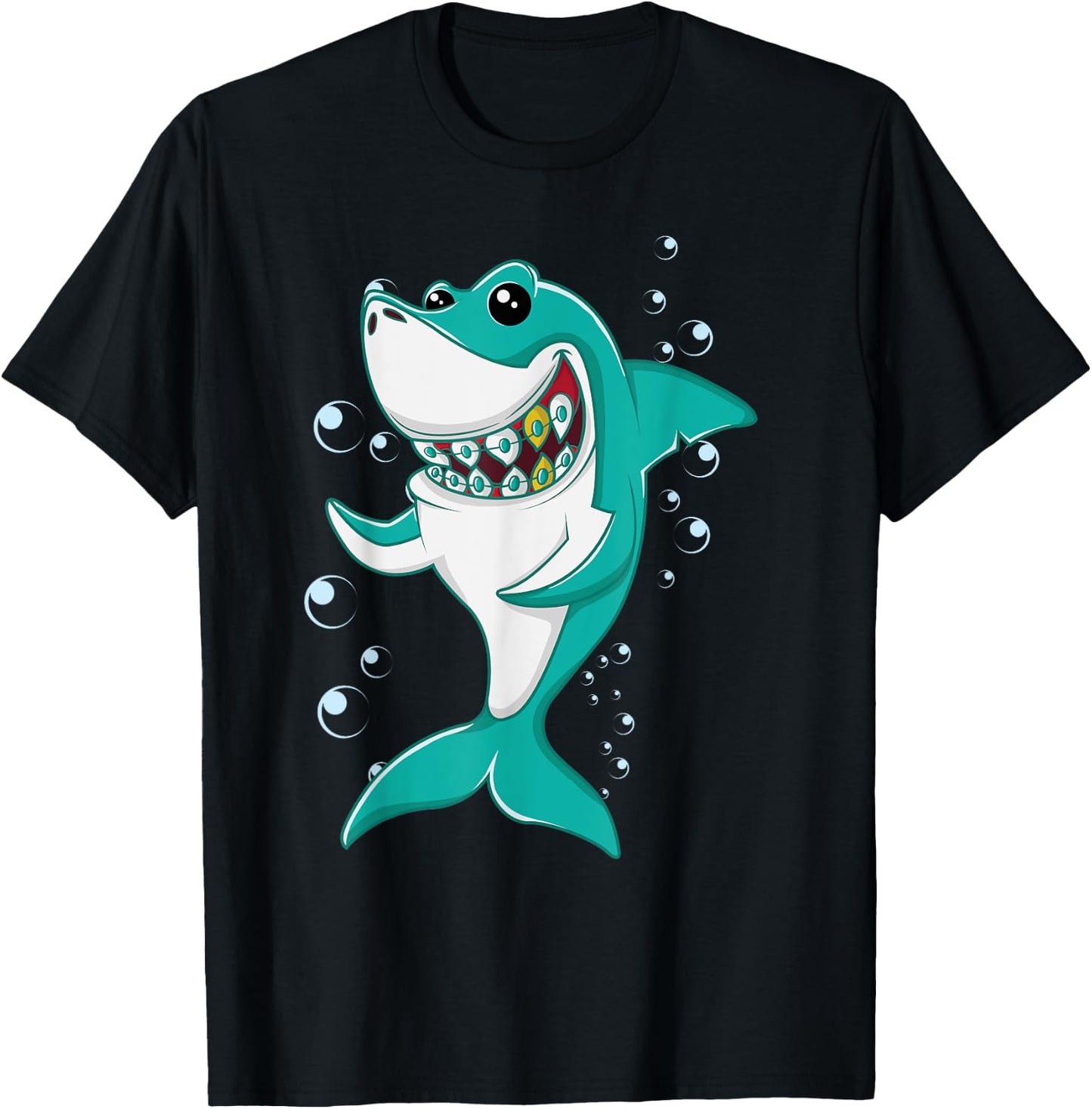 Shark with Braces T-Shirt - T-Shirt | Black