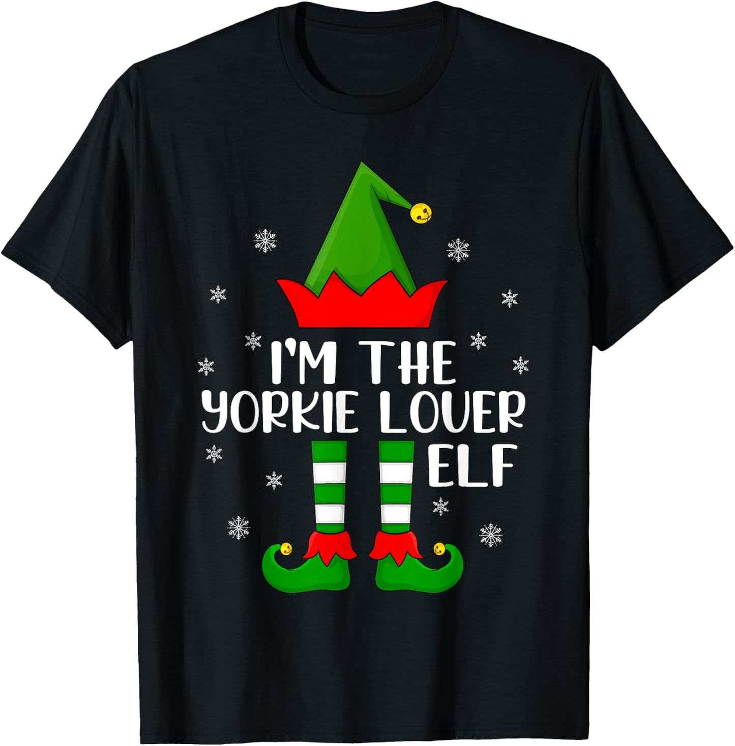 Matching Family Funny I'm The Yorkie Lover Elf Christmas T-Shirt - T-Shirt | Black