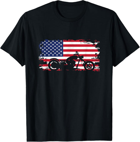 American Flag Motorcycle Apparel - Motorcycle T-Shirt - T-Shirt | Black