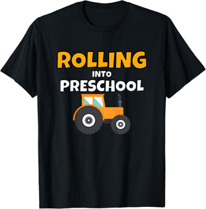 Back to School Tractor Construction First Day of Preschool T-Shirt - T-Shirt | Black