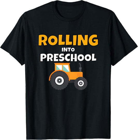 Back to School Tractor Construction First Day of Preschool T-Shirt - T-Shirt | Black