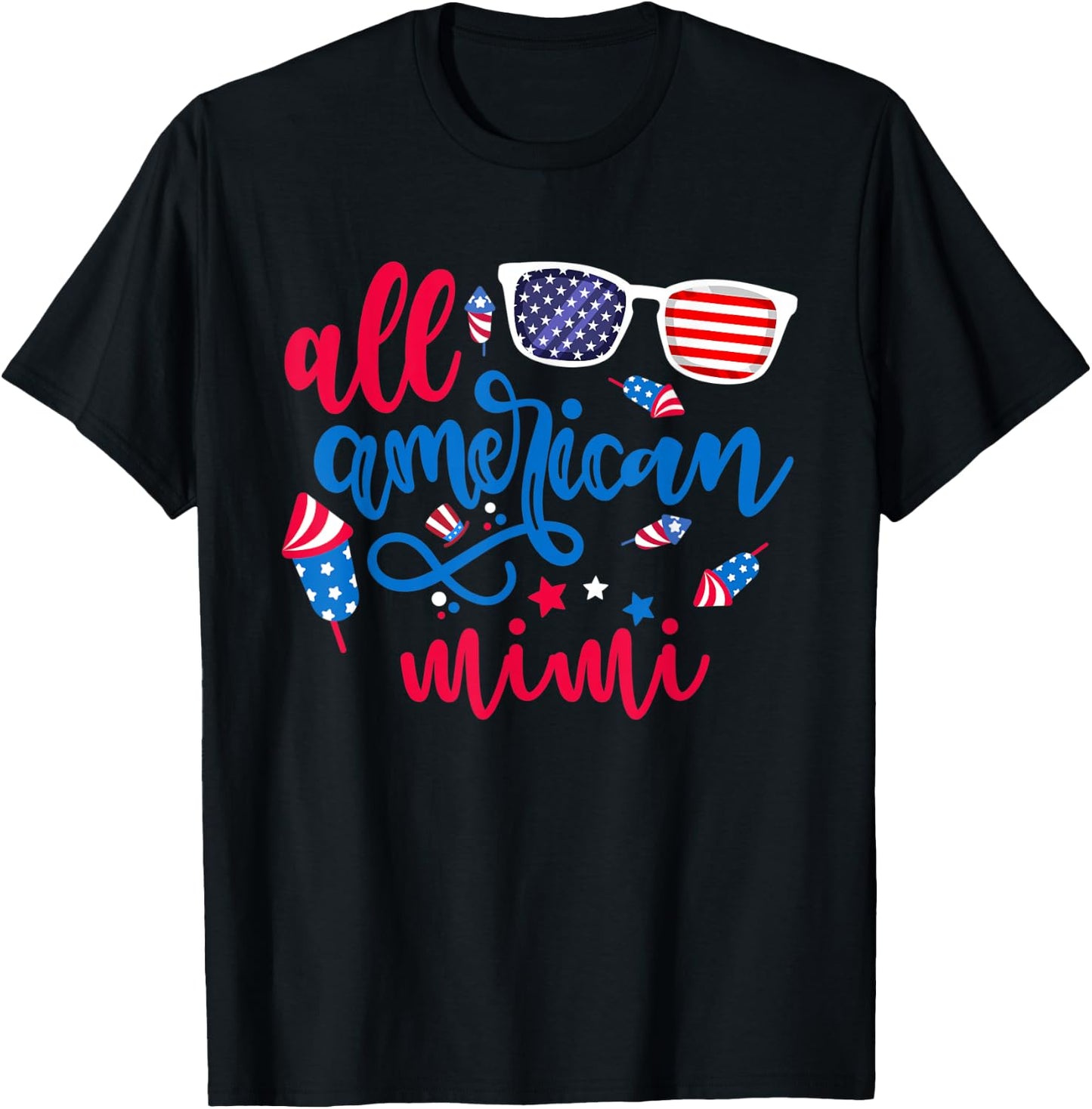 All American Mimi 4th of July Grandma Mama Patriotic Women T-Shirt - T-Shirt | Black