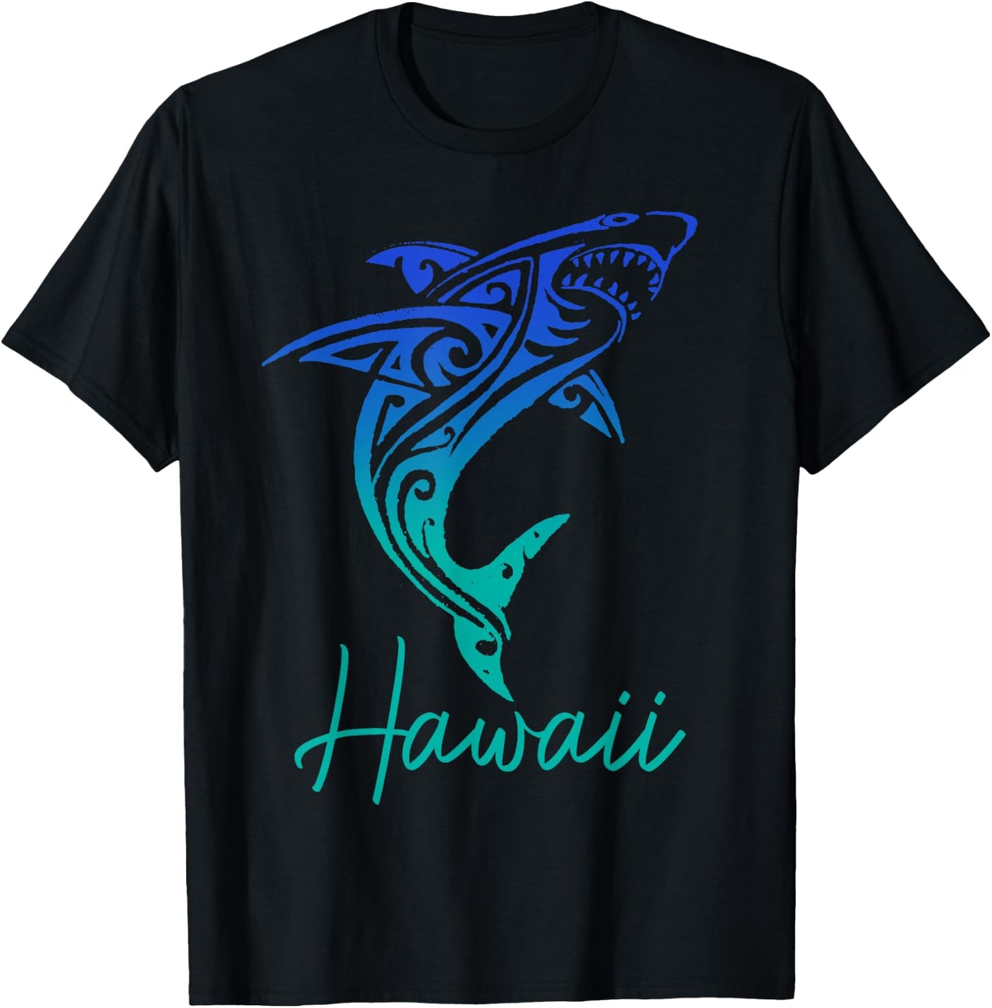 Hawaii Shark Tribal Diving Fishing Surfer Hawaii T-Shirt - T-Shirt | Black