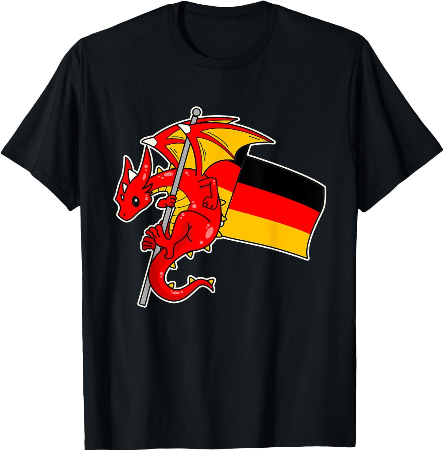 Epic Dragon With Germany Flag - German T-Shirt - T-Shirt | Black