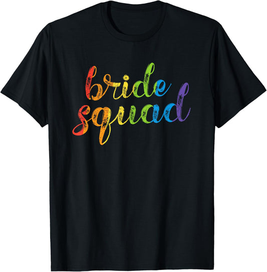 Bride Squad Shirt - LGBT Pride Rainbow Flag Bachelorette T-Shirt - T-Shirt | Black
