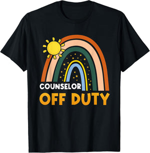 Rainbow Counselor Off Duty Happy Last Day Of School Summer Men Women T-Shirt - T-Shirt | Black