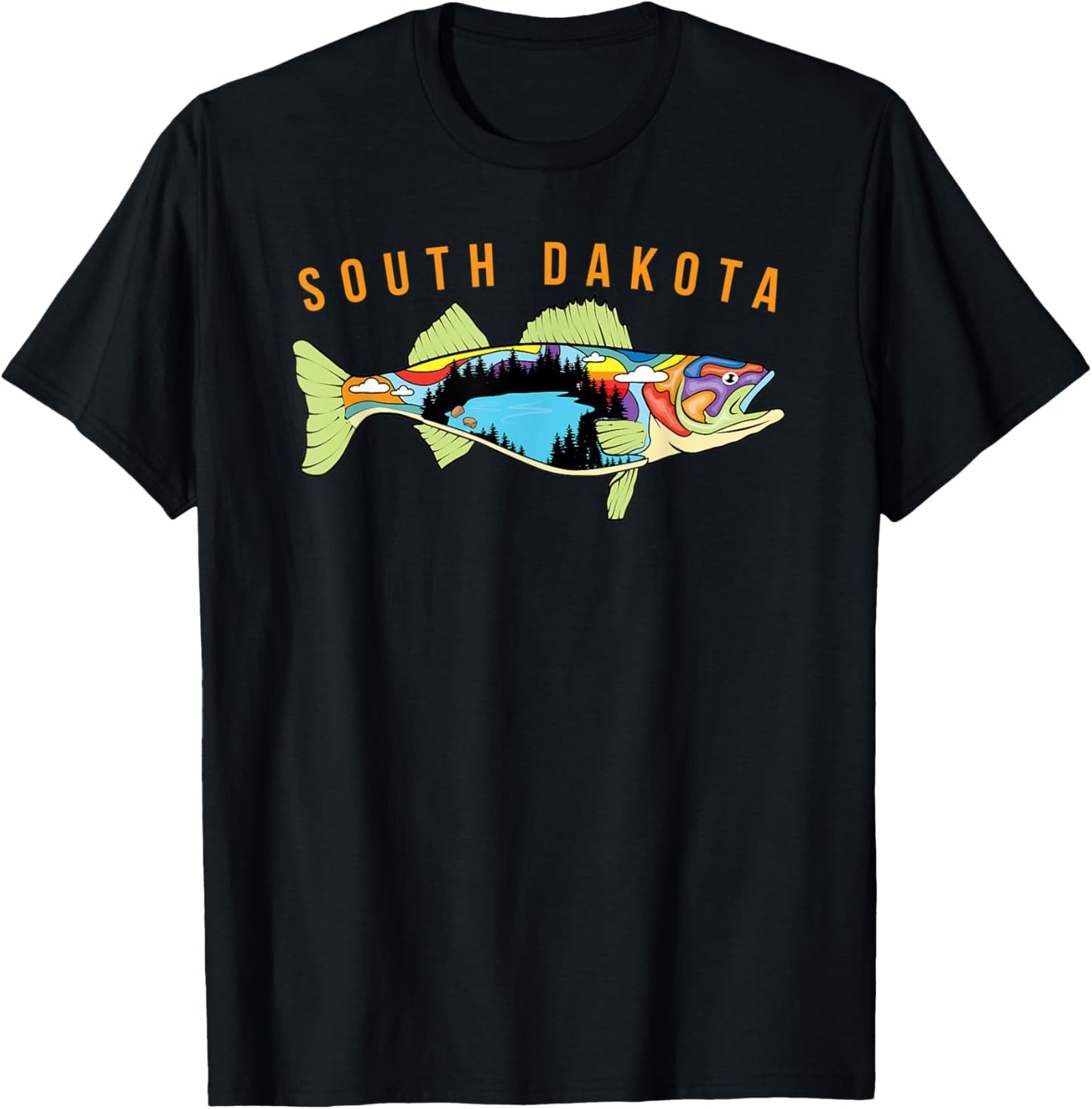 South Dakota Walleye Fishing Walleye Fish Fisherman Design T-Shirt - T-Shirt | Black