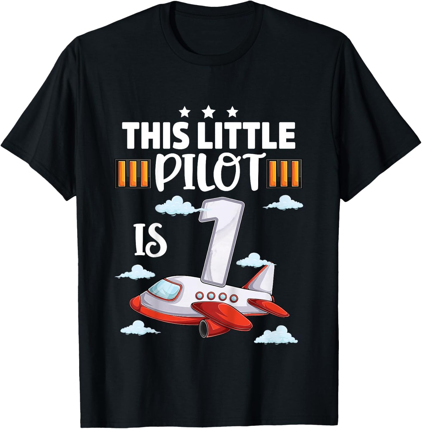 1 year old Boy Girl Airplane Pilot 1st Birthday Aircraft T-Shirt - T-Shirt | Black