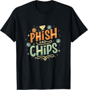Funny Hackers Phish and Chips T-Shirt - T-Shirt | Black