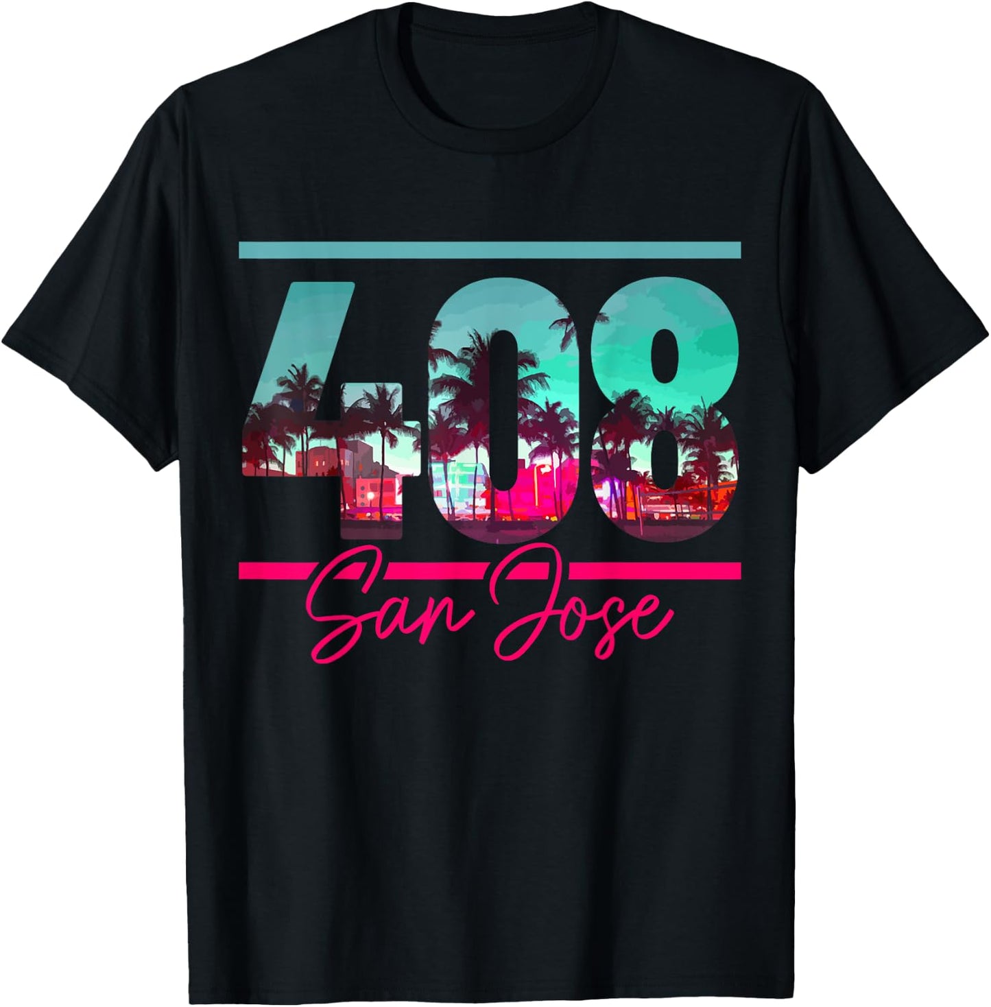 San Jose California Area Code 408 Vintage Retro T-Shirt - T-Shirt | Black
