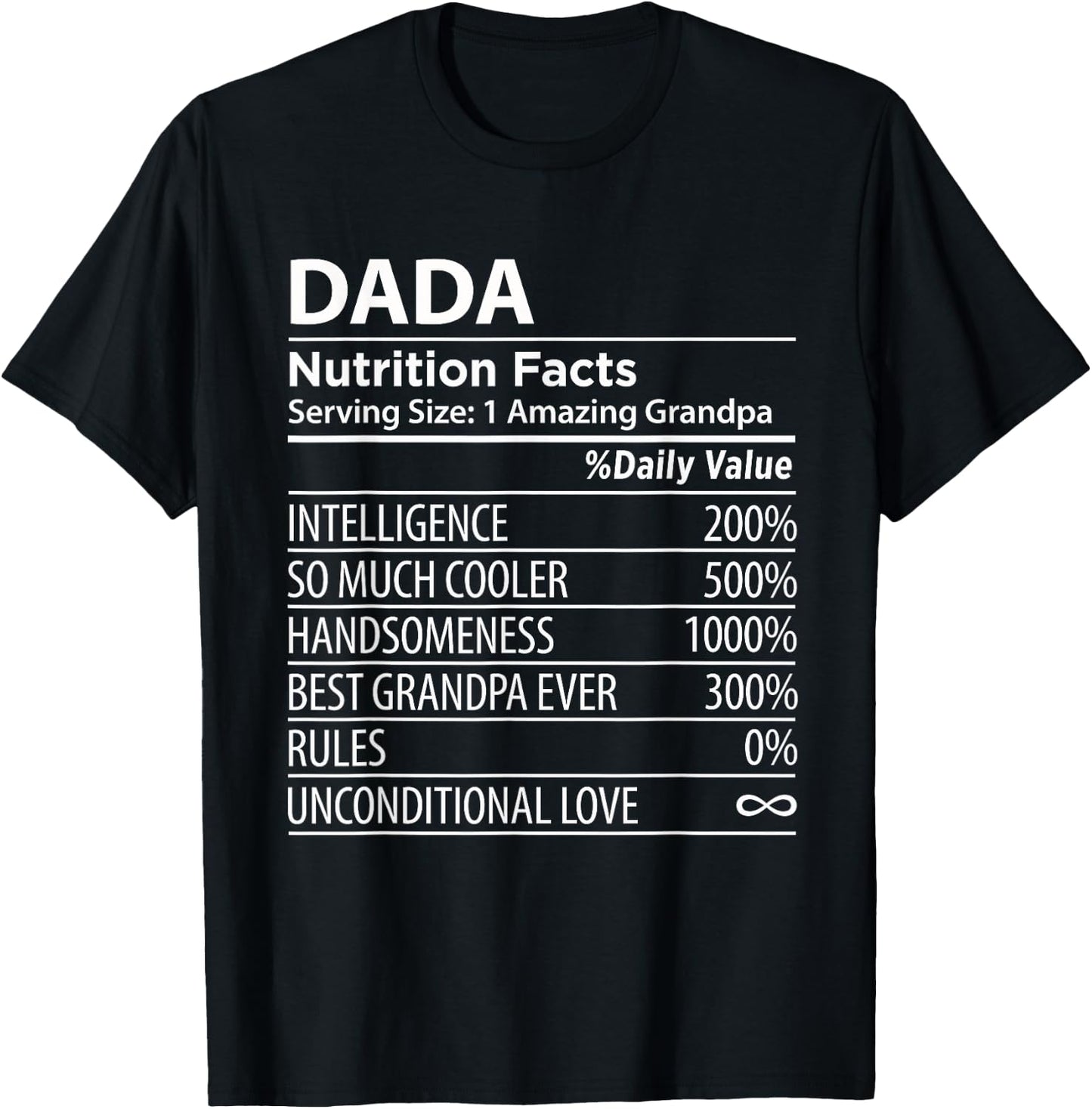 Dada Nutrition Facts | Funny Indian Grandpa T-Shirt - T-Shirt | Black