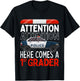 First Day Of School 2025 1st Grade ATTENTION Police T-Shirt - T-Shirt | Black