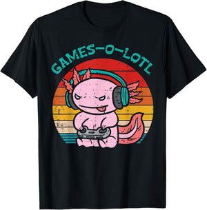 Games-O-Lotl Axalotl Gaming Funny Video Game Gamer Boys Kids T-Shirt - T-Shirt | Black