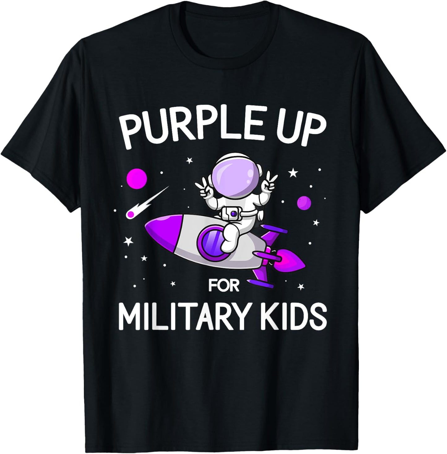 Month Of Military Child Astronaut Purple Up Military Kids T-Shirt - T-Shirt | Black