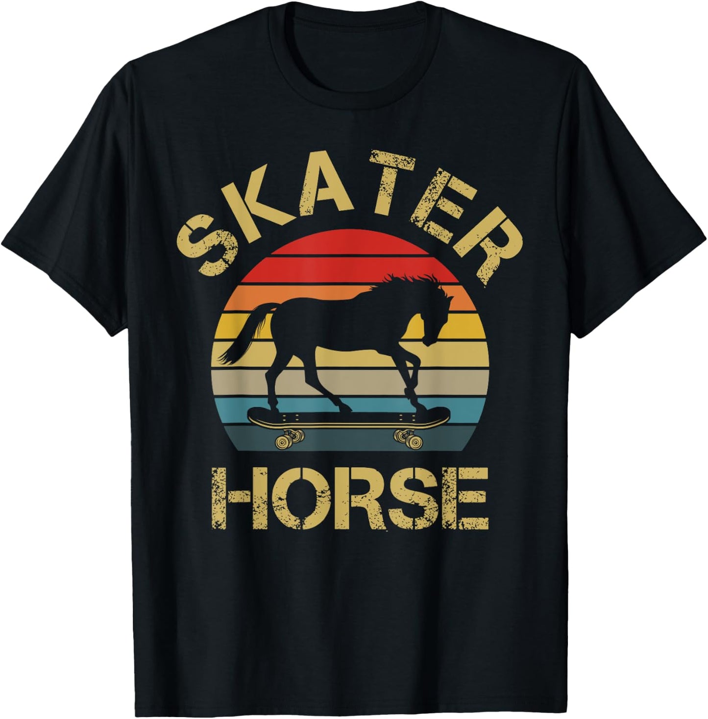 I Like Horse Skateboard Skater Horse Skating Horses Lover T-Shirt - T-Shirt | Black