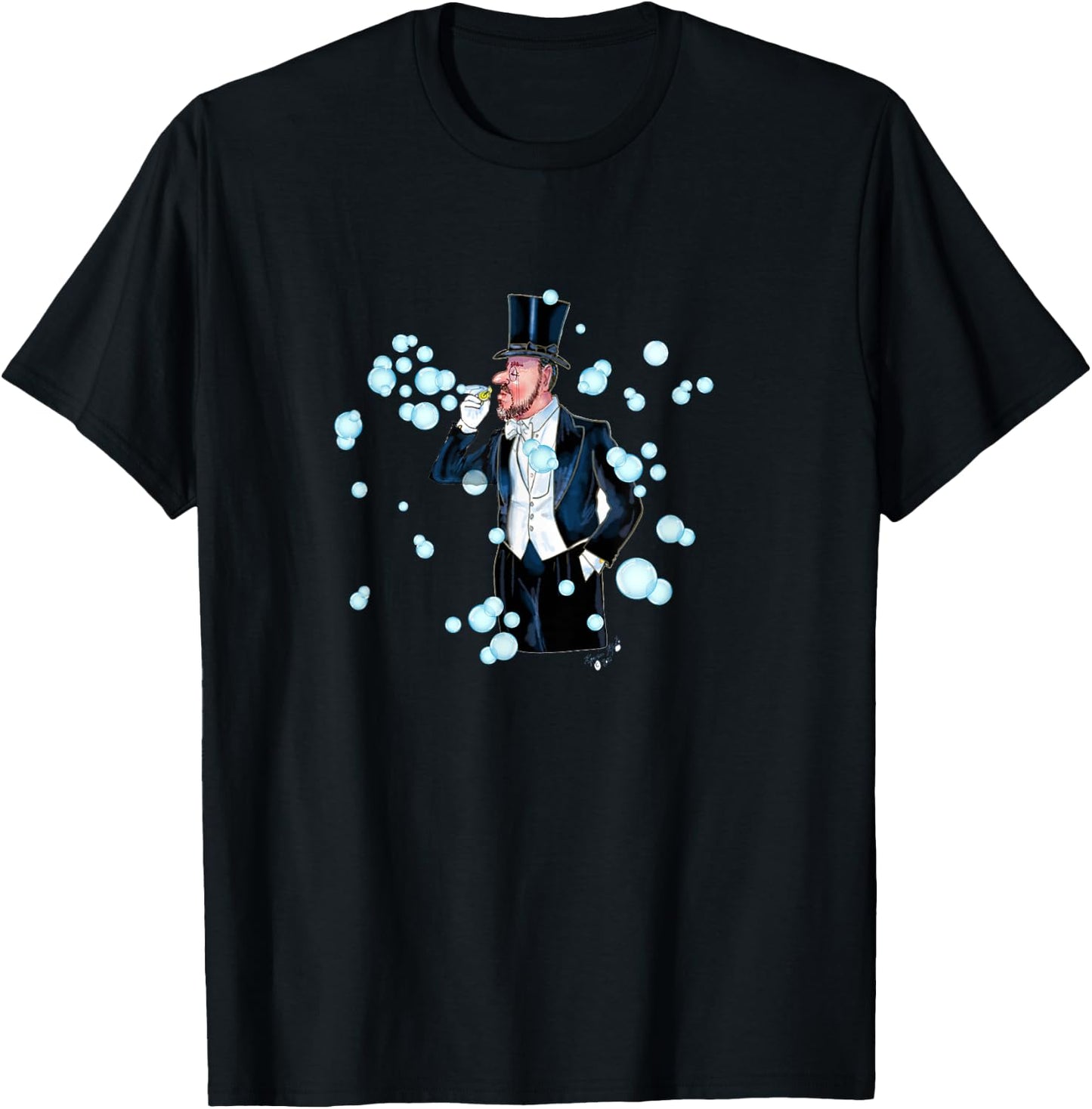 Fun Mr Bubbles, Man Blowing soap Bubbles T-Shirt - T-Shirt | Black