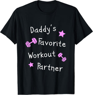 Daddy's Favorite Workout Partner – Kids Cute Fitness (Girls) T-Shirt - T-Shirt | Black