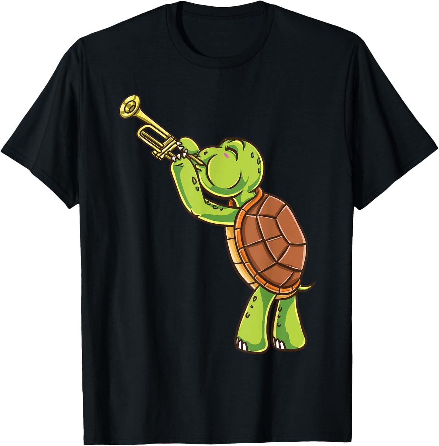 Turtle Playing Trumpet T-Shirt - T-Shirt | Black