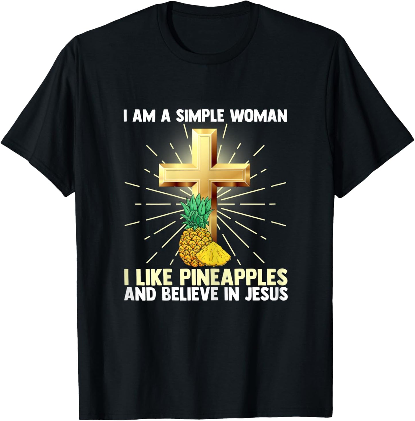 Simple Women Like Pineapple Believe in Jesus Christ Pastor T-Shirt - T-Shirt | Black