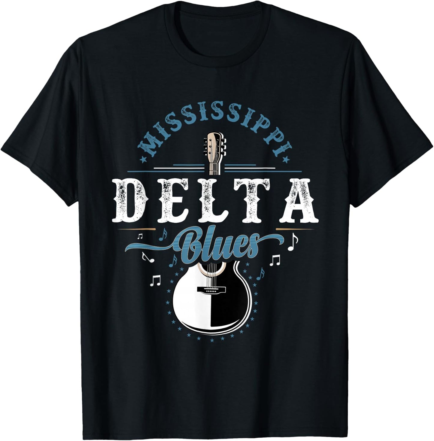 Blues Guitarist or Rock Music or Mississippi Delta Blues T-Shirt - T-Shirt | Black