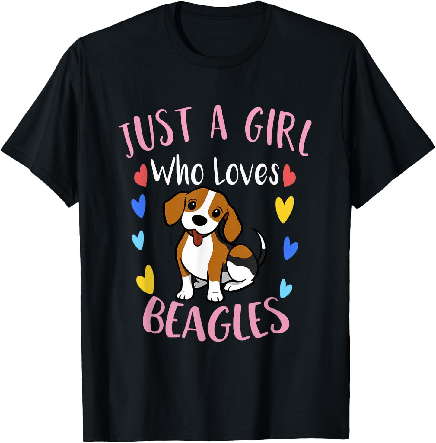 Cute Just a Girl Who Loves Beagles T-Shirt - T-Shirt | Black