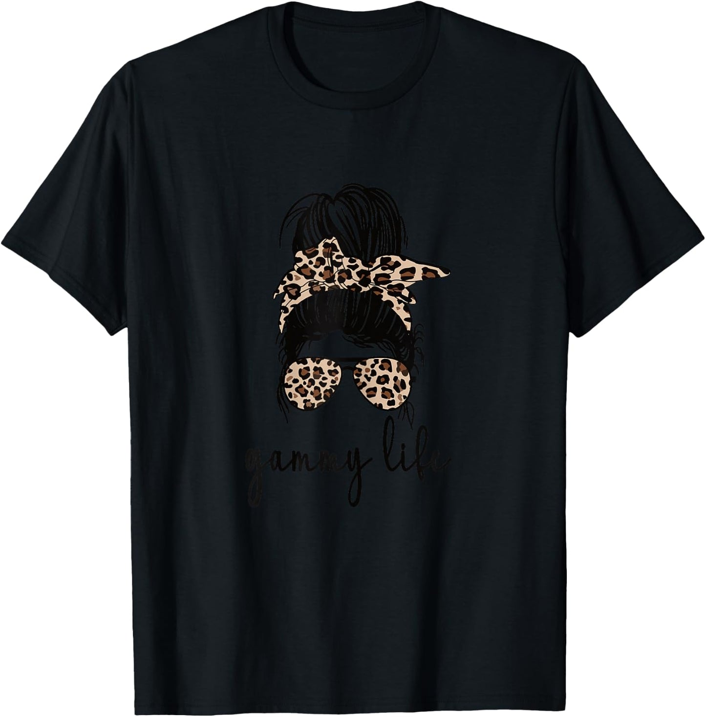 Gammy Life Grandma Messy Bun Gammy Grandmother T-Shirt - T-Shirt | Black