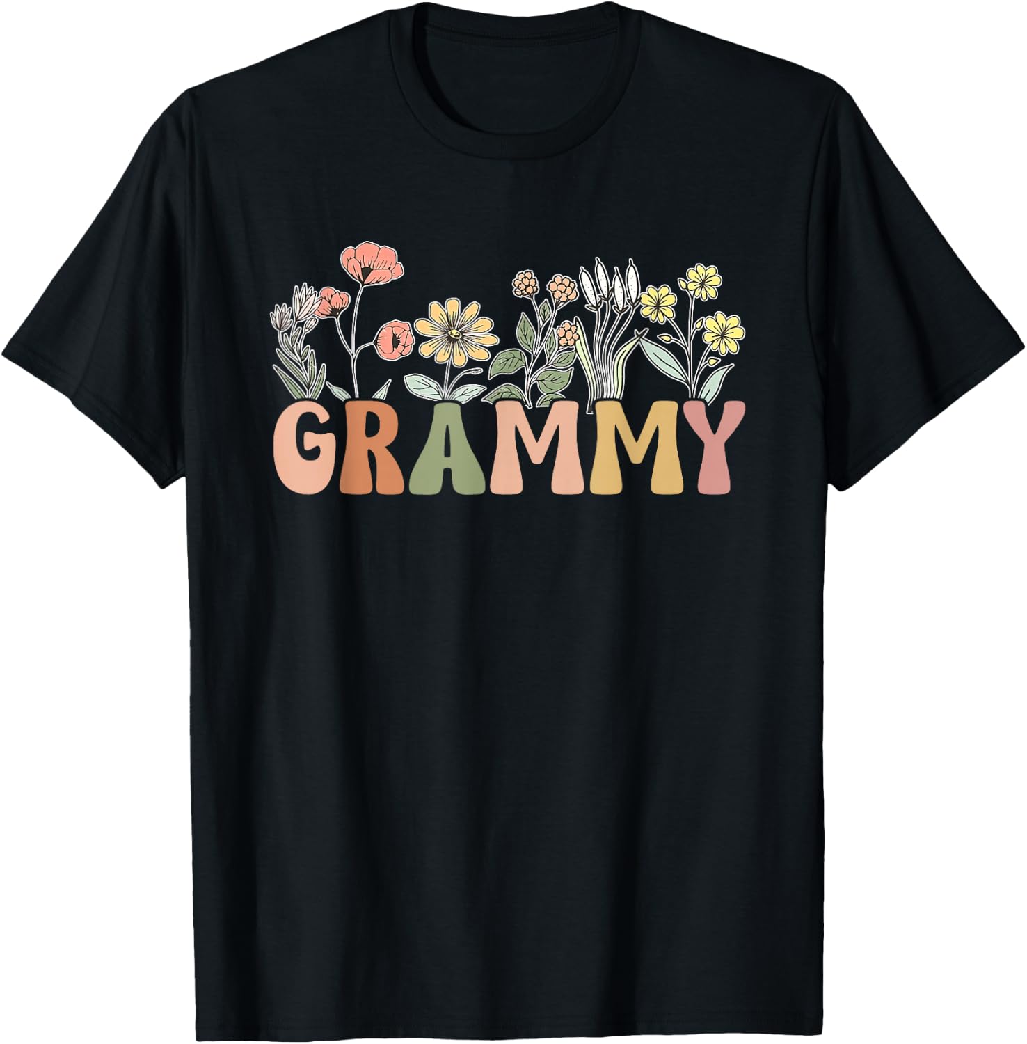Grammy Wildflower Grandma Mother's Day Flower Florals Outfit T-Shirt - T-Shirt | Black