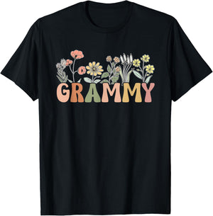 Grammy Wildflower Grandma Mother's Day Flower Florals Outfit T-Shirt - T-Shirt | Black