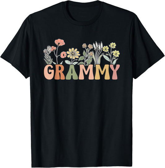 Grammy Wildflower Grandma Mother's Day Flower Florals Outfit T-Shirt - T-Shirt | Black