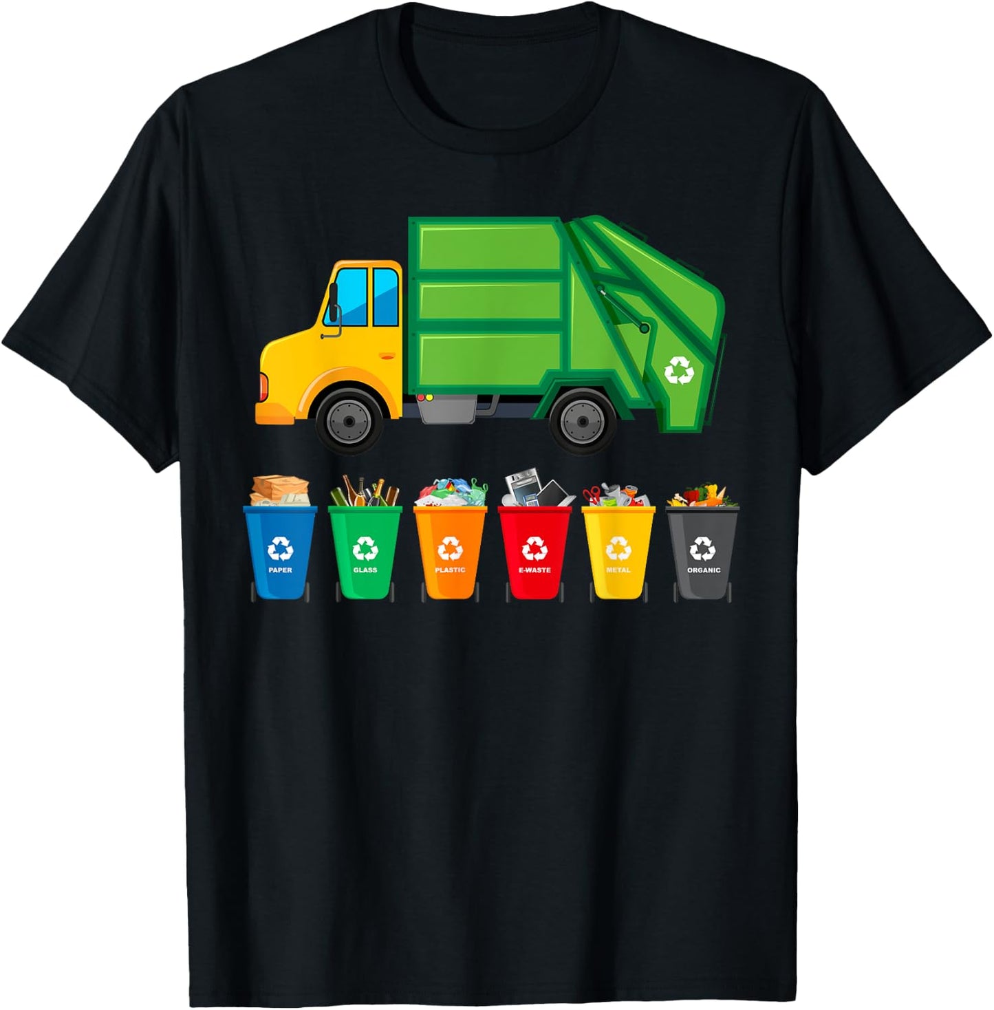 Garbage Truck Reuse Recycle Trash Collector Earth Day T-Shirt - T-Shirt | Black