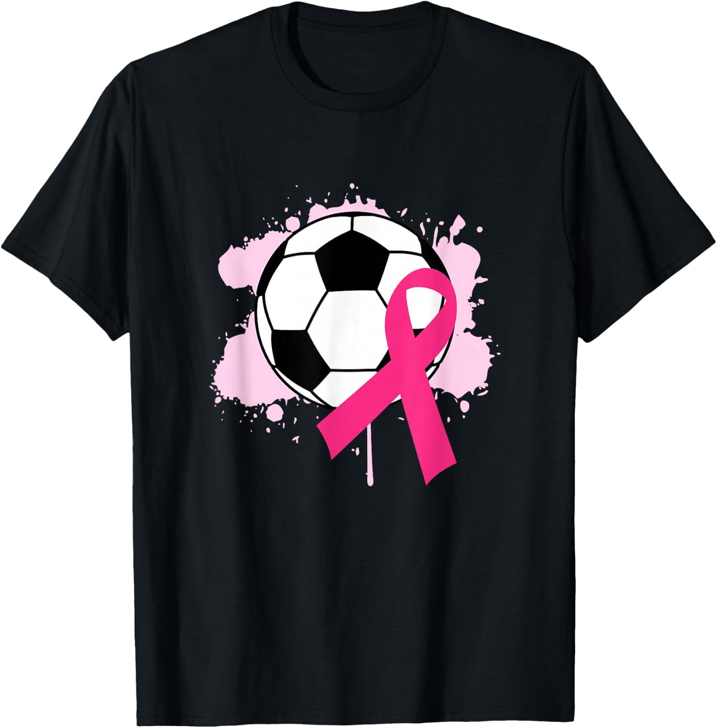 Breast Cancer Awareness Soccer Ball Pink Ribbon T-Shirt - T-Shirt | Black